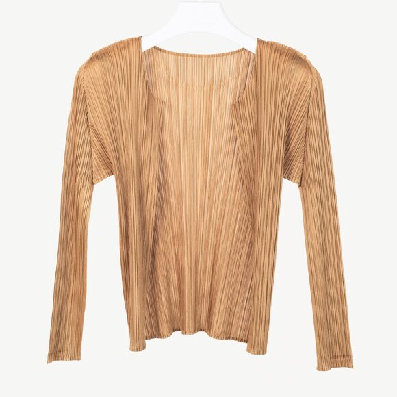 Pleats Please Issey Miyake Gold Open-Front Cardigan - Picture 1 of 7